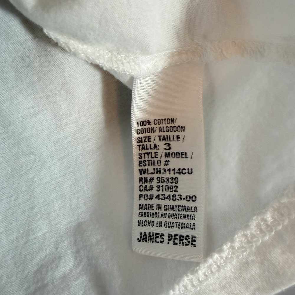 James Perse Vintage Little Boy Tee WLJH3114C White Crew Neck Cotton T-Shirt 3/L - Picture 4 of 5